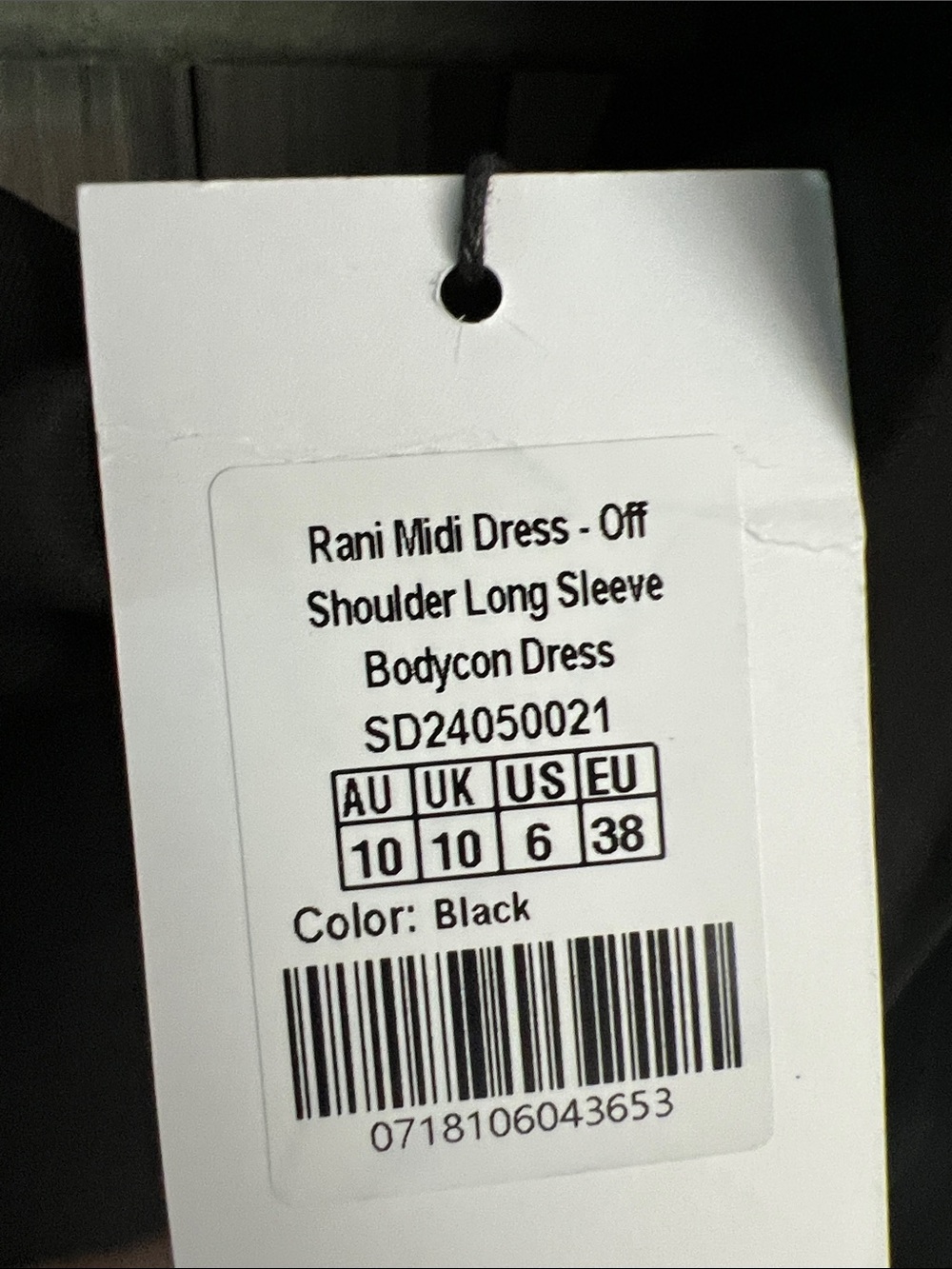 NWT REVOLVE Australia Showpo Rainy Black OffShoulder Long Sleeve Maxi Dress US 6 - Picture 8 of 12